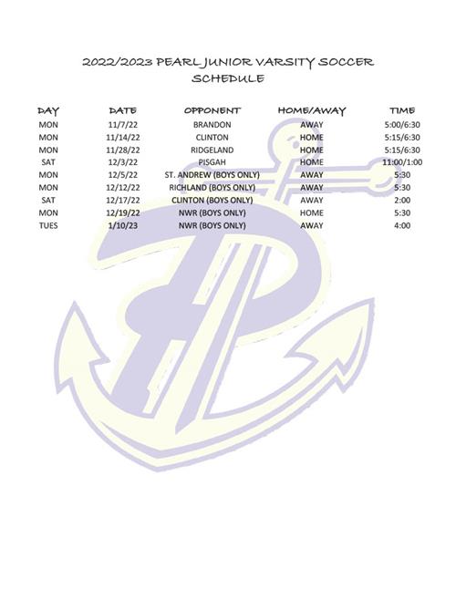 JV Schedule